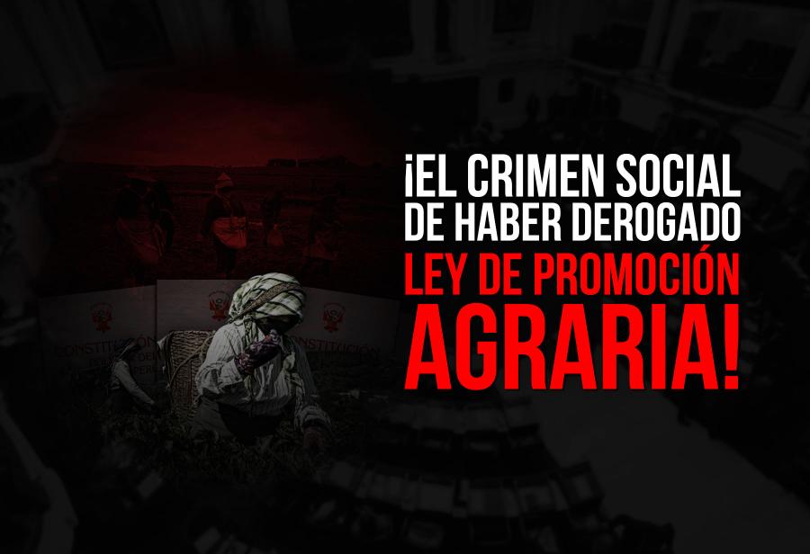 ¡El crimen social de haber derogado Ley de Promoción Agraria!